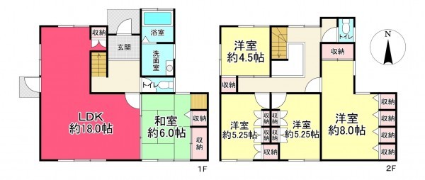 池田市伏尾台、中古一戸建ての間取り画像です