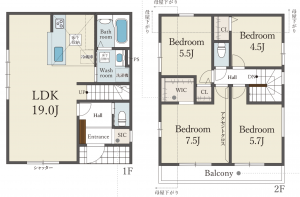 池田市畑、新築一戸建ての間取り画像です