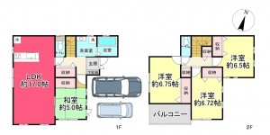 池田市伏尾台、新築一戸建ての間取り画像です