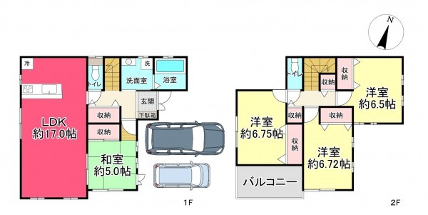 池田市伏尾台、新築一戸建ての間取り画像です