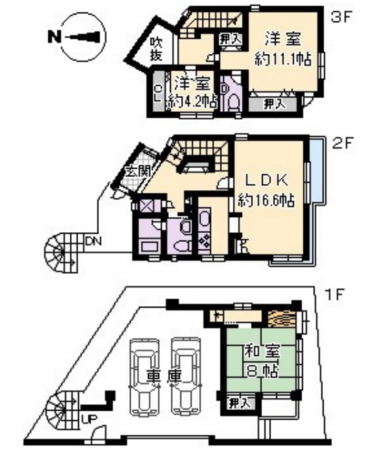 川西市花屋敷、中古一戸建ての間取り画像です