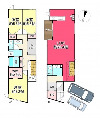 川西市花屋敷、新築一戸建ての間取り画像です