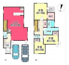 川西市花屋敷、新築一戸建ての間取り画像です