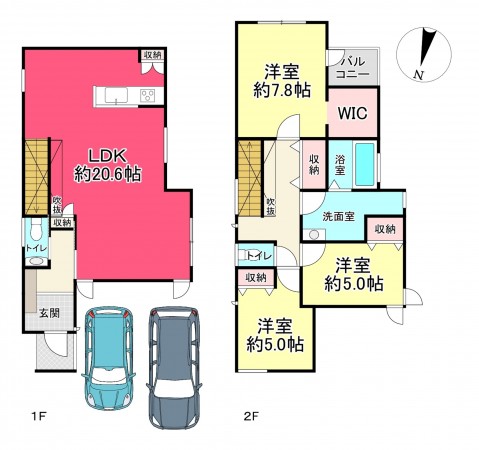 川西市花屋敷、新築一戸建ての間取り画像です