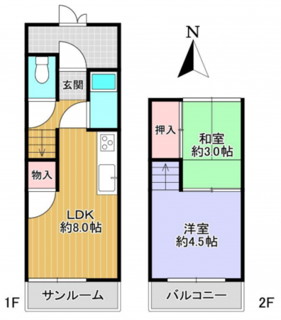川西市加茂、中古一戸建ての間取り画像です