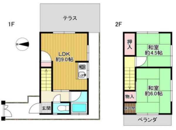 川西市南花屋敷、中古一戸建ての間取り画像です