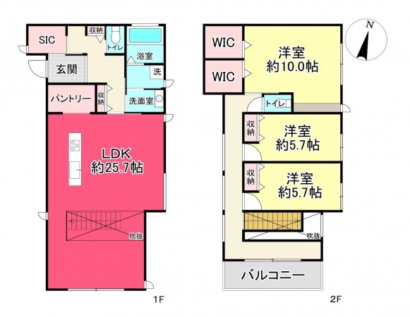 宝塚市雲雀丘、新築一戸建ての間取り画像です