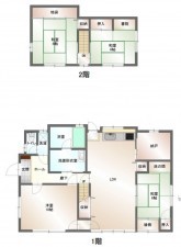 宝塚市雲雀丘山手、中古一戸建ての間取り画像です