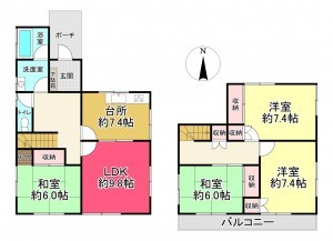 池田市伏尾台、中古一戸建ての間取り画像です