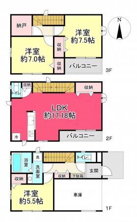 池田市天神、新築一戸建ての間取り画像です