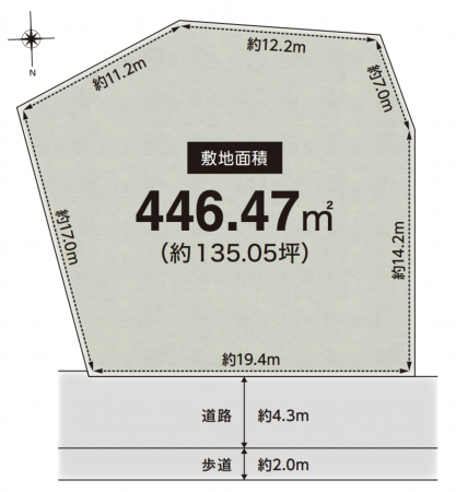 川西市花屋敷、土地の間取り画像です
