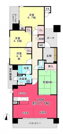 池田市天神、マンションの間取り画像です