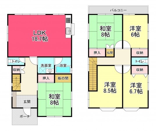 池田市旭丘、中古一戸建ての間取り画像です