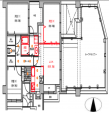 宝塚市雲雀丘山手、マンションの間取り画像です
