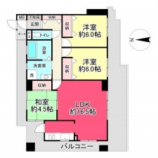 川西市加茂、マンションの間取り画像です