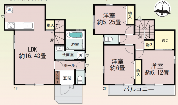川西市火打、新築一戸建ての間取り画像です