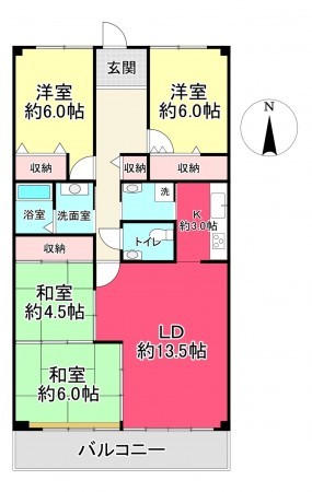 川西市小花、マンションの間取り画像です