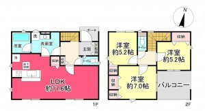 池田市井口堂、新築一戸建ての間取り画像です