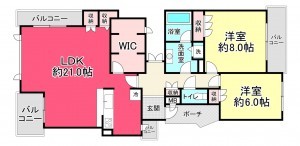 池田市渋谷、マンションの間取り画像です