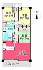 川西市寺畑、マンションの間取り画像です