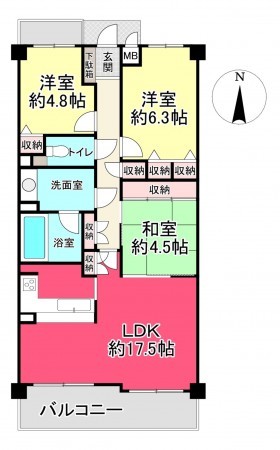 川西市寺畑、マンションの間取り画像です