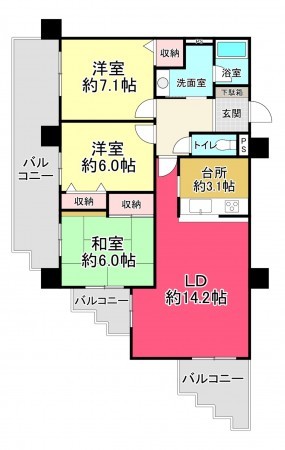 池田市井口堂、マンションの間取り画像です