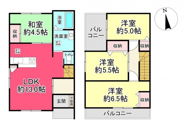池田市木部町、中古一戸建ての間取り画像です