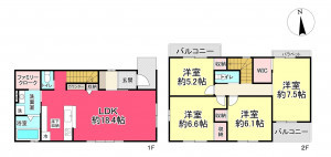 宝塚市花屋敷つつじガ丘、新築一戸建ての間取り画像です