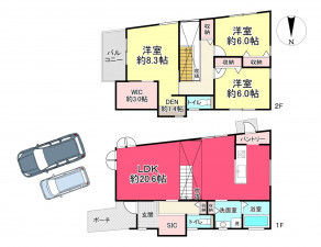 宝塚市花屋敷松ガ丘、新築一戸建ての間取り画像です
