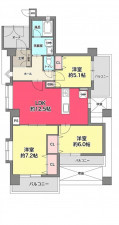 宝塚市雲雀丘山手、マンションの間取り画像です