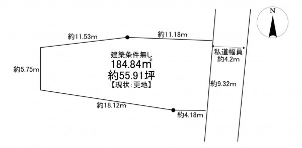 宝塚市花屋敷つつじガ丘、土地の間取り画像です