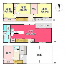 池田市旭丘、中古一戸建ての間取り画像です