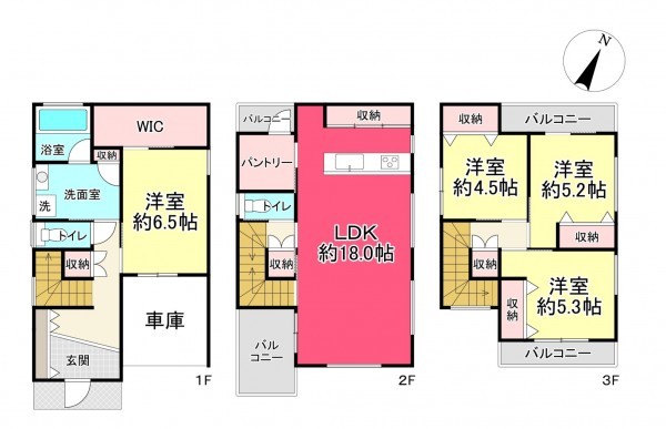 池田市井口堂、新築一戸建ての間取り画像です