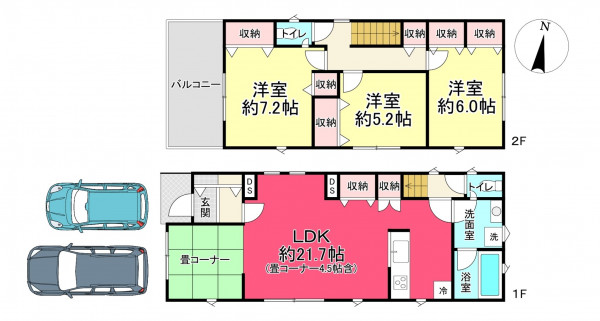 池田市豊島南、新築一戸建ての間取り画像です