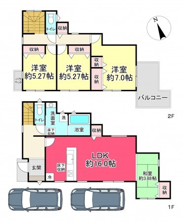 池田市渋谷、新築一戸建ての間取り画像です