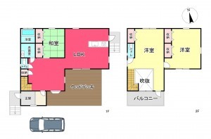 宝塚市花屋敷つつじガ丘、中古一戸建ての間取り画像です