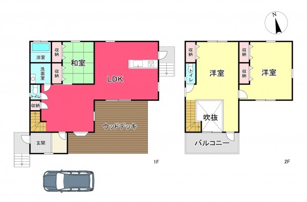 宝塚市花屋敷つつじガ丘、中古一戸建ての間取り画像です