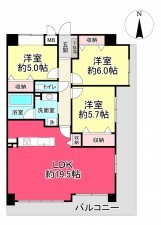 宝塚市雲雀丘、マンションの間取り画像です