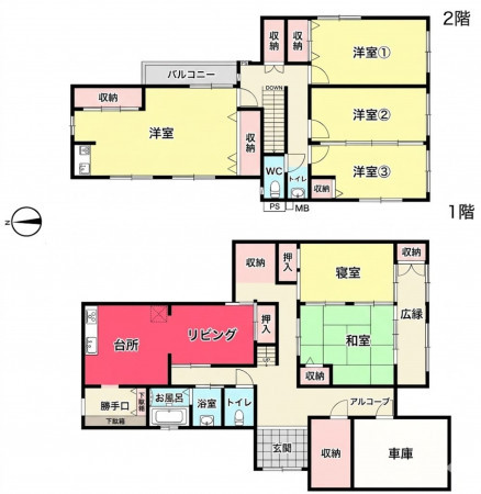 宝塚市花屋敷つつじガ丘、中古一戸建ての間取り画像です