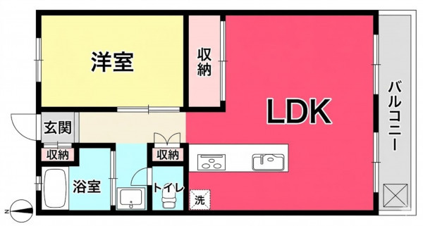 川西市花屋敷、マンションの間取り画像です