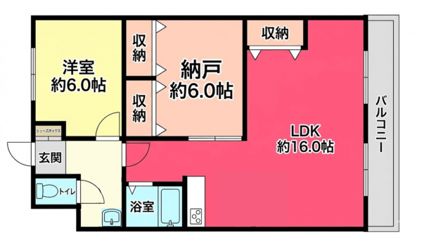 宝塚市雲雀丘、マンションの間取り画像です