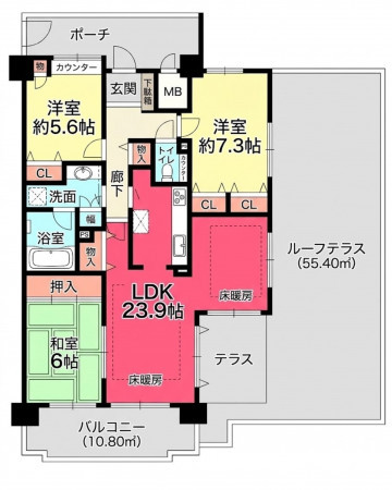 池田市城南、マンションの間取り画像です