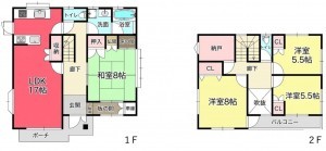 池田市伏尾台、中古一戸建ての間取り画像です