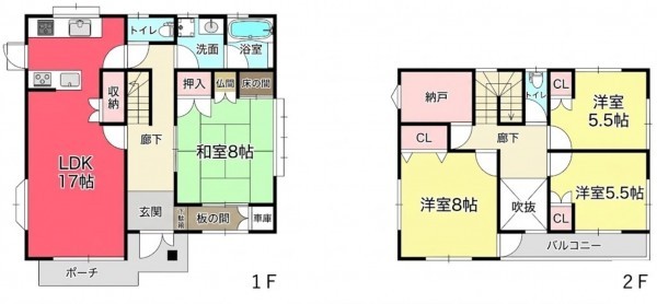 池田市伏尾台、中古一戸建ての間取り画像です