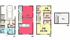 池田市鉢塚、中古一戸建ての間取り画像です