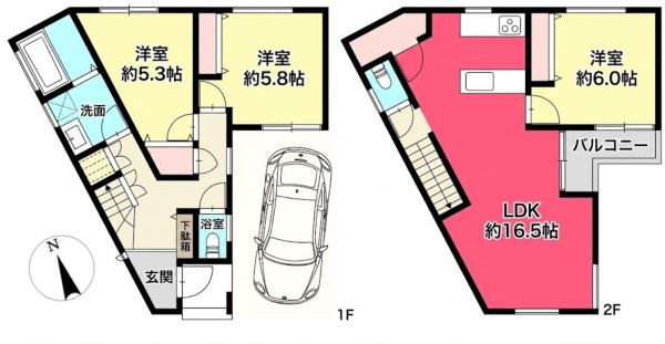 池田市五月丘、新築一戸建ての間取り画像です