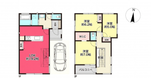 池田市五月丘、新築一戸建ての間取り画像です