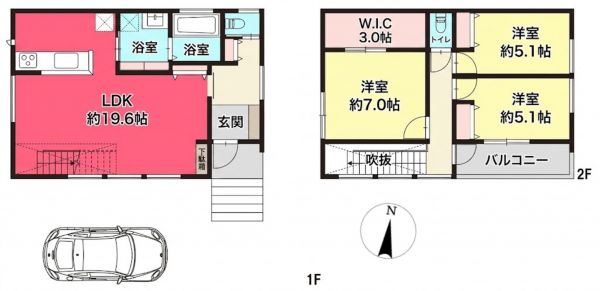 池田市五月丘、新築一戸建ての間取り画像です