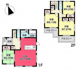池田市畑、新築一戸建ての間取り画像です