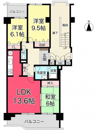 池田市伏尾台、マンションの間取り画像です